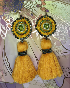 Háčkované dizajnové náušnice "Tajuplná Kostarika"